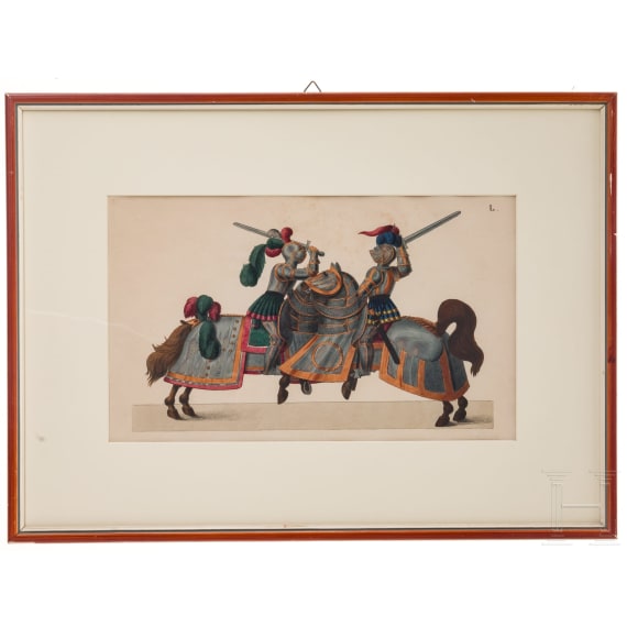 Three German colour prints with depictions of tournaments, late 19th century