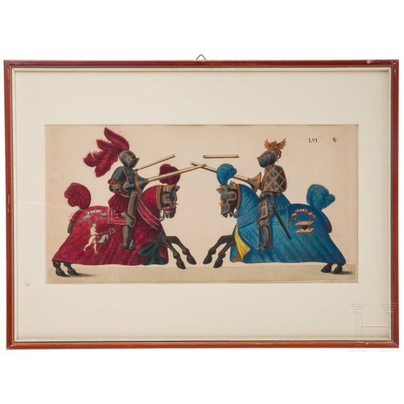 Three German colour prints with depictions of tournaments, late 19th century