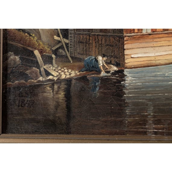 Gustav Adolf Meyerheim (1816 - 1894), Hallstadt am Hallst&auml;dter See, German, dated 1843