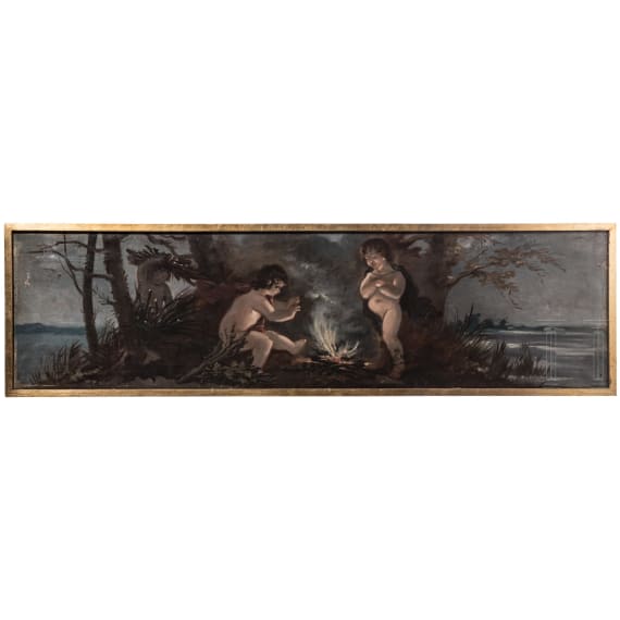Four German supraportes with putti, 19th century