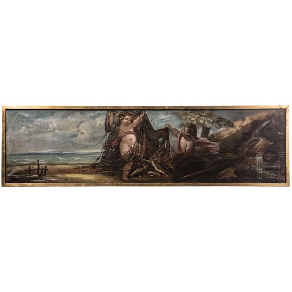 Four German supraportes with putti, 19th century