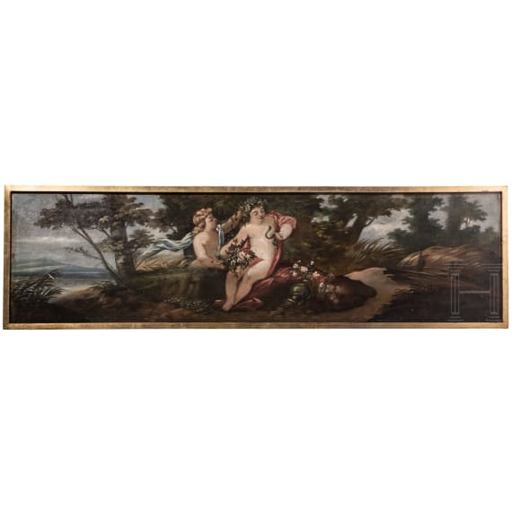 Four German supraportes with putti, 19th century