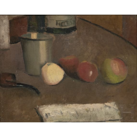 Charles Adolphe Bischoff - Still Life with Apples and Pipe, French, 1920s/30s