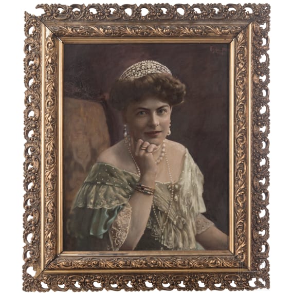 A portrait of a princess with tiara, possibly Cecilie Auguste Marie Duchess of Mecklenburg-Schwerin/Crown Princess of Prussia, Berlin, dated 1906