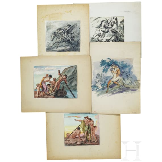 Franz Reinhardt the Elder, 15 watercolors, German, 1st half of the 20th century