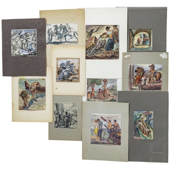 Franz Reinhardt the Elder, 15 watercolors, German, 1st half of the 20th century