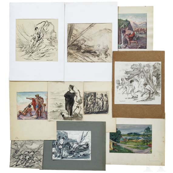 Franz Reinhardt the Elder, 25 watercolors, German, 1st half of the 20th century