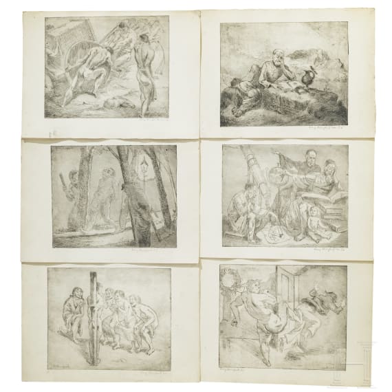 Franz Reinhardt, 34 etchings, German, dated 1936