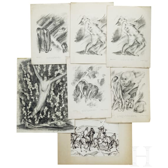 F. Reinhardt the Elder and M. Wetzel-Schubert, German expressionist graphics (3 etchings, 12 lithographs, , 1st half of the 20th century
