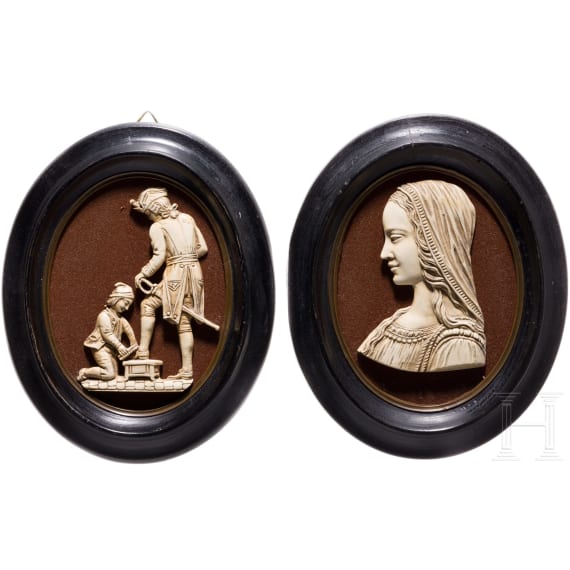 Fran&ccedil;ois No&eacute;, two French icoryl plaques, mid-20th century