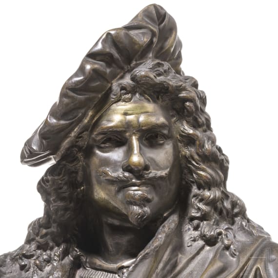 Auguste Joseph Carrier (1800 - 1875) - a French bronze bust showing Rembrandt, 19th century