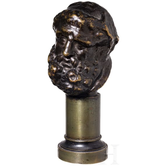A French bronze head of a scholar (Homer?), 19th century