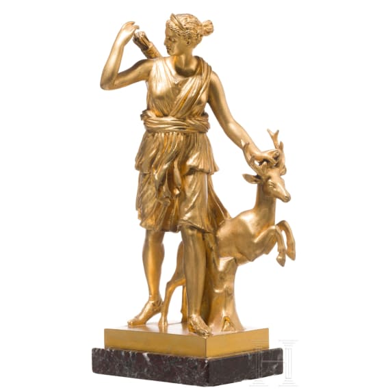 Ferdinand Barbedienne (1810 - 1892) - a fire-gilt bronze "Diana of Versailles", Paris, 19th century