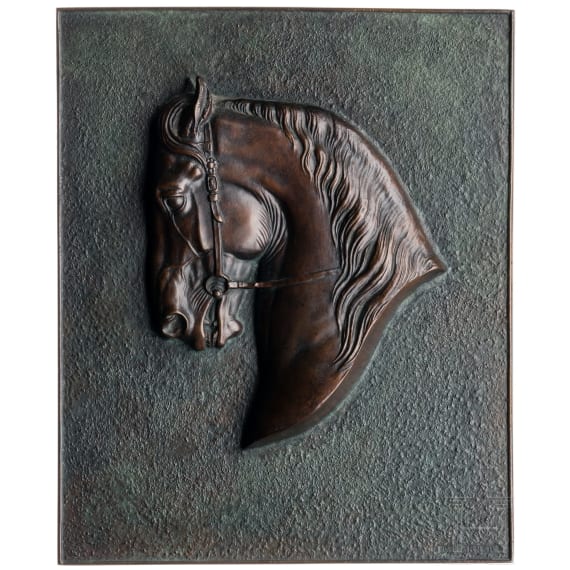 Theodor K&auml;rner (1884 - 1966) - a bronze plaque with a horse's head, 1950ies