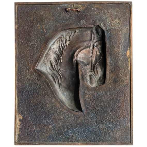 Theodor K&auml;rner (1884 - 1966) - a bronze plaque with a horse's head, 1950ies