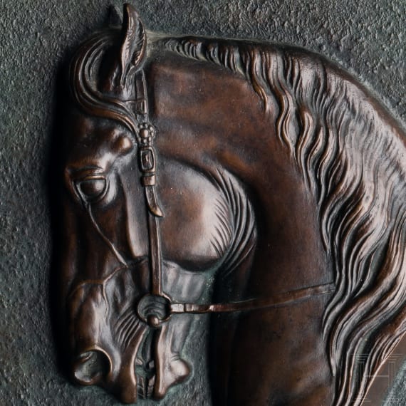 Theodor K&auml;rner (1884 - 1966) - a bronze plaque with a horse's head, 1950ies