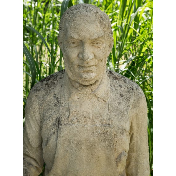A life-size cast stone figure "Lantern Bearer", 2nd half of the 20th century