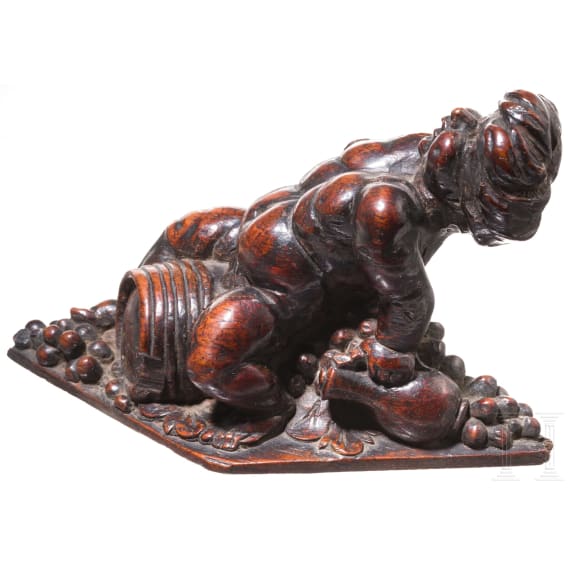 Bacchus on a wine barrel, probably German, 17th century