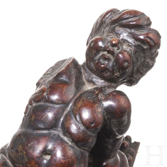 Bacchus on a wine barrel, probably German, 17th century