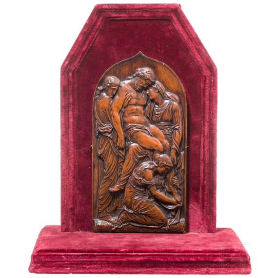 A French carved boxwood panel showing the Lamentation of Christ, late 16th century