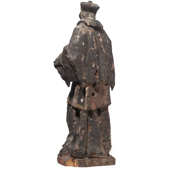 A German or Bohemian wooden figurine of St. Nepomuk, 18th century