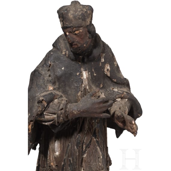 A German or Bohemian wooden figurine of St. Nepomuk, 18th century