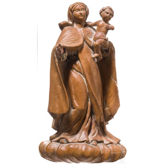 A South German wooden figurine of the Virgin with Child, 18th century