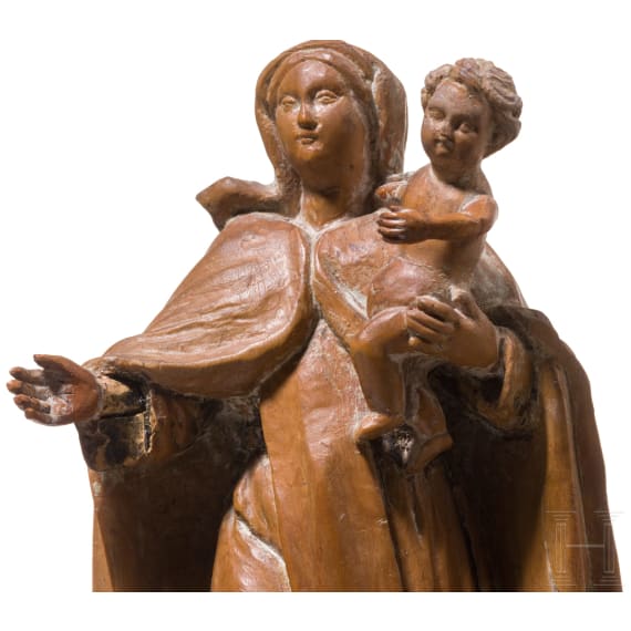 A South German wooden figurine of the Virgin with Child, 18th century