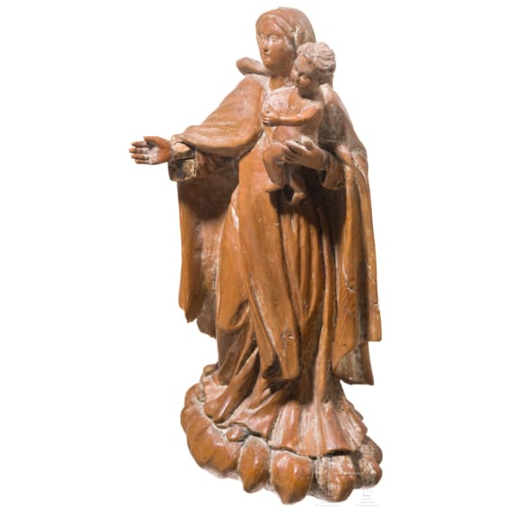 A South German wooden figurine of the Virgin with Child, 18th century