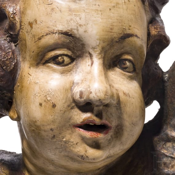 A South German winged angel's head (Putto), 18th century