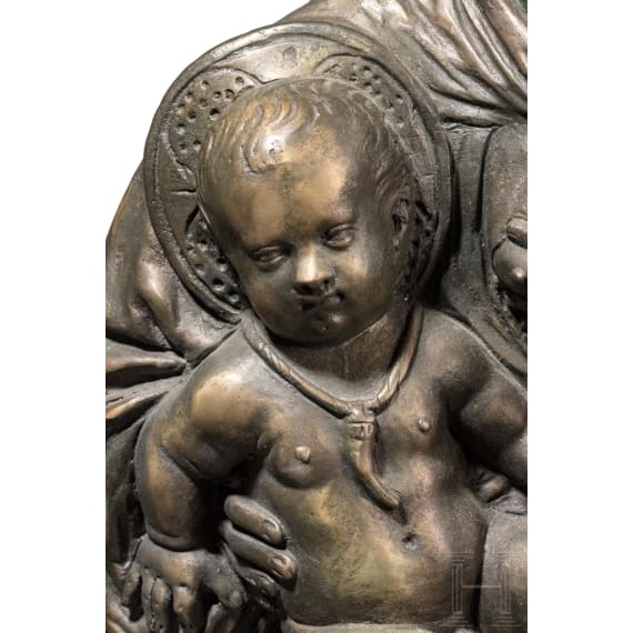 A German or Italian bronze Virgin Mary with child, 20th century