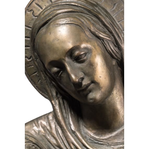 A German or Italian bronze Virgin Mary with child, 20th century