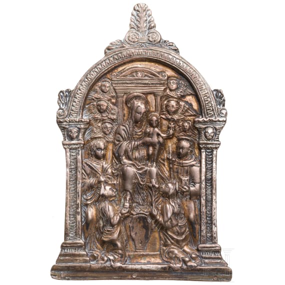 A French silver-plated plaque with homage to the Virgin Mary, 17th century