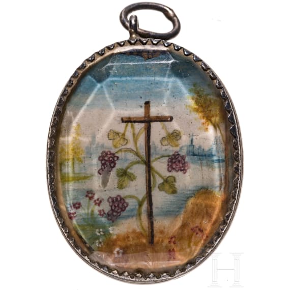 An Austrian or Italian silver-mounted reliquary pendant, circa 1800