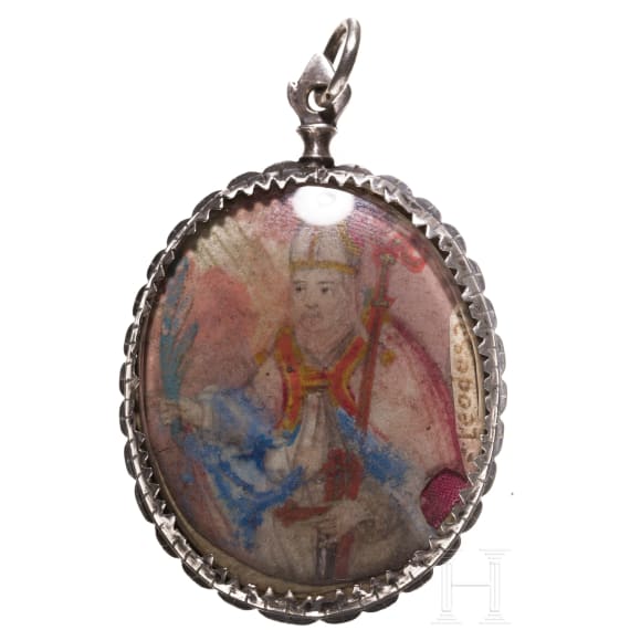 An Austrian or Italian silver-mounted reliquary pendant, circa 1800