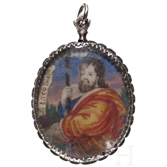 An Austrian or Italian silver-mounted reliquary pendant, circa 1800