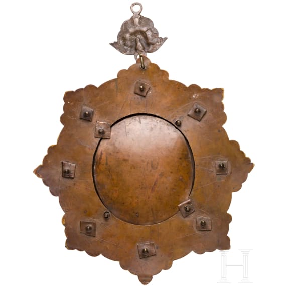 Our Lady painted on copper with brass frame and cherubs, circa 1800