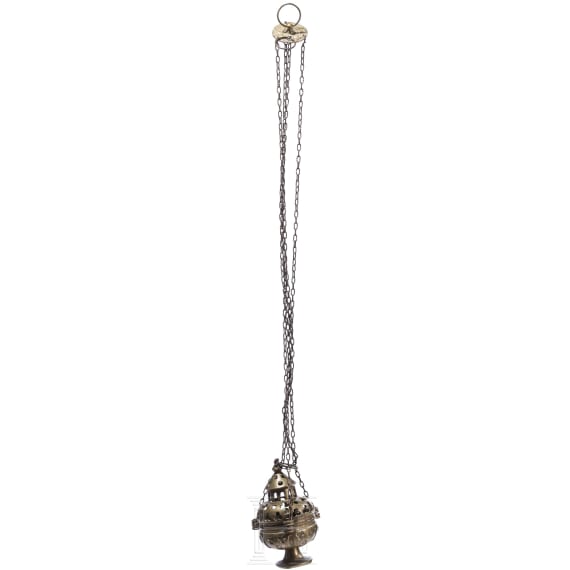 A French bronze censer in Gothic style, 19th century