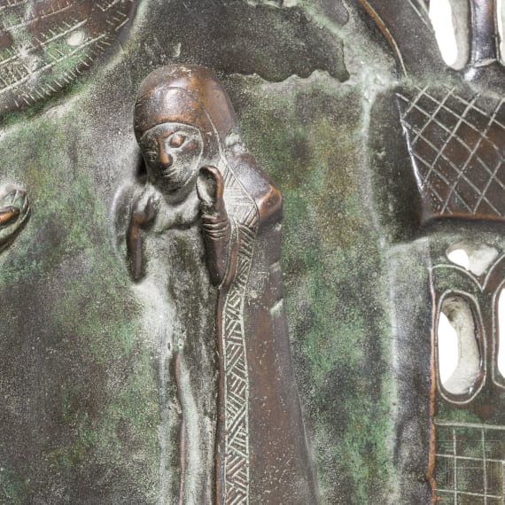 An Italian bronze cast of a door panel from San Zeno in Verona, mid-20th century