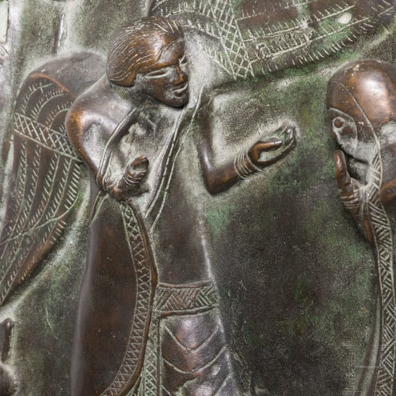 An Italian bronze cast of a door panel from San Zeno in Verona, mid-20th century