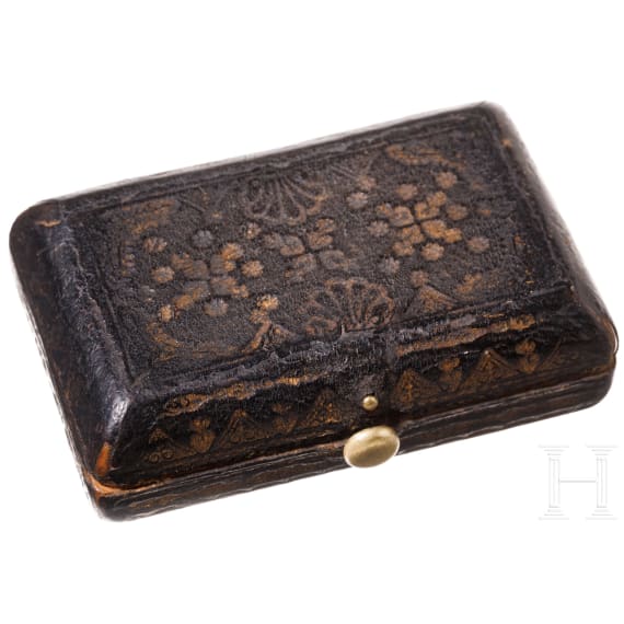 Two German/English coin scales and a scarifier, 18th century