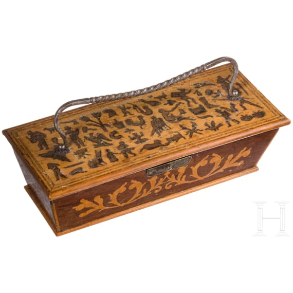 A French or northern Italian finely inlaid wooden casket, late 18th century