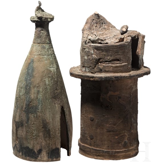 Two notched terracotta elements, probably Nigerian, 20th century
