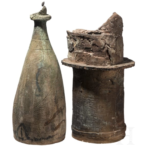 Two notched terracotta elements, probably Nigerian, 20th century
