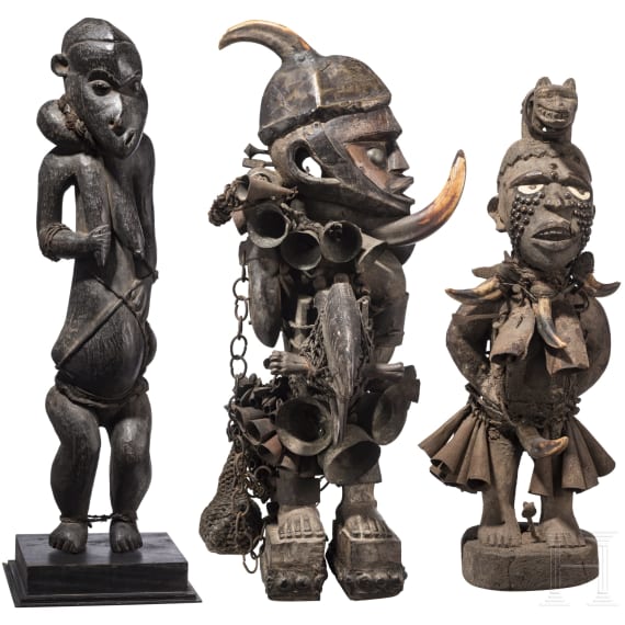 Three Congolese figures of the Yombe/Pende