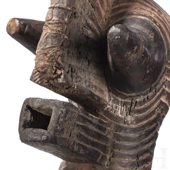 A Congolese Nkisi magic figure and a large Kifwebe mask of the Songye