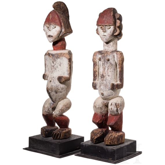 A pair of Gabonese/Congolese standing Kota (Mbete) reliquary figures