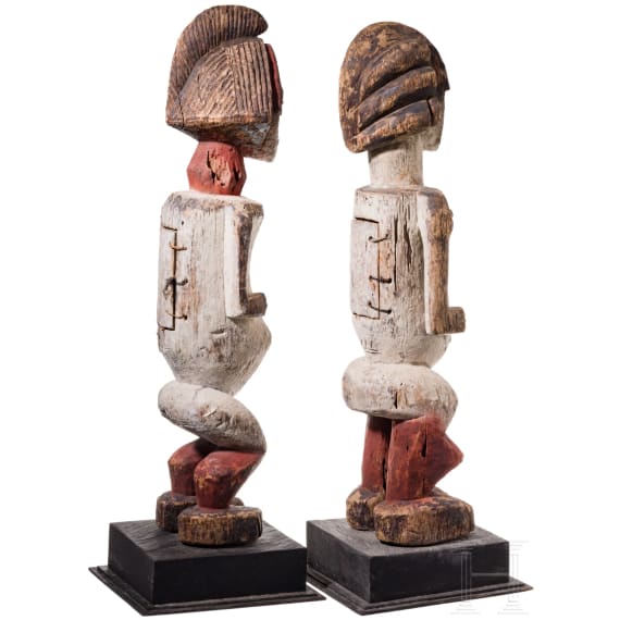 A pair of Gabonese/Congolese standing Kota (Mbete) reliquary figures