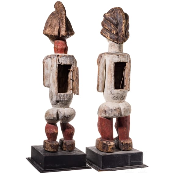 A pair of Gabonese/Congolese standing Kota (Mbete) reliquary figures