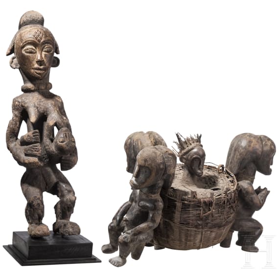 A Gabonese female figure of the Punu and a relic shrine of the Fang, 20th century